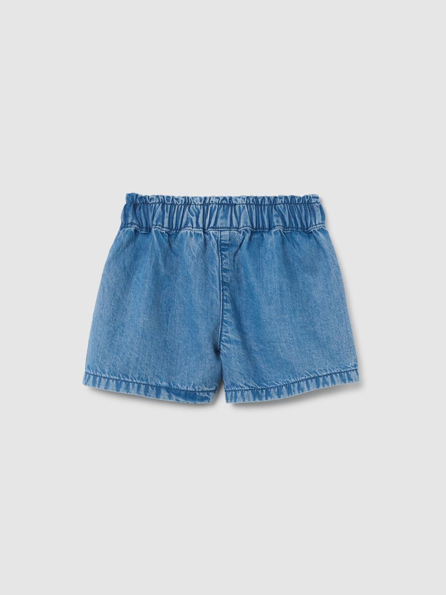 Regular fit denim baby shorts with embroidery_1