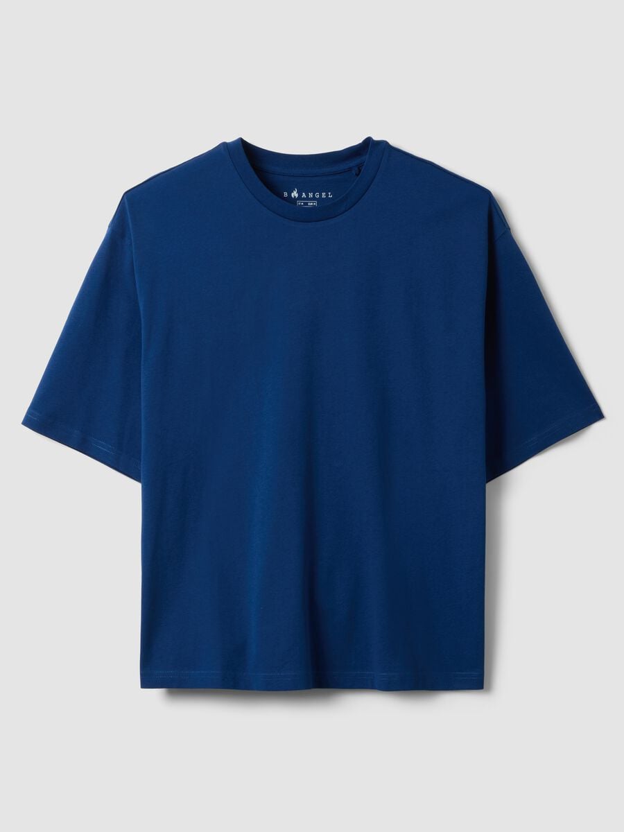 T-shirt blu a maniche corte in puro cotone_4