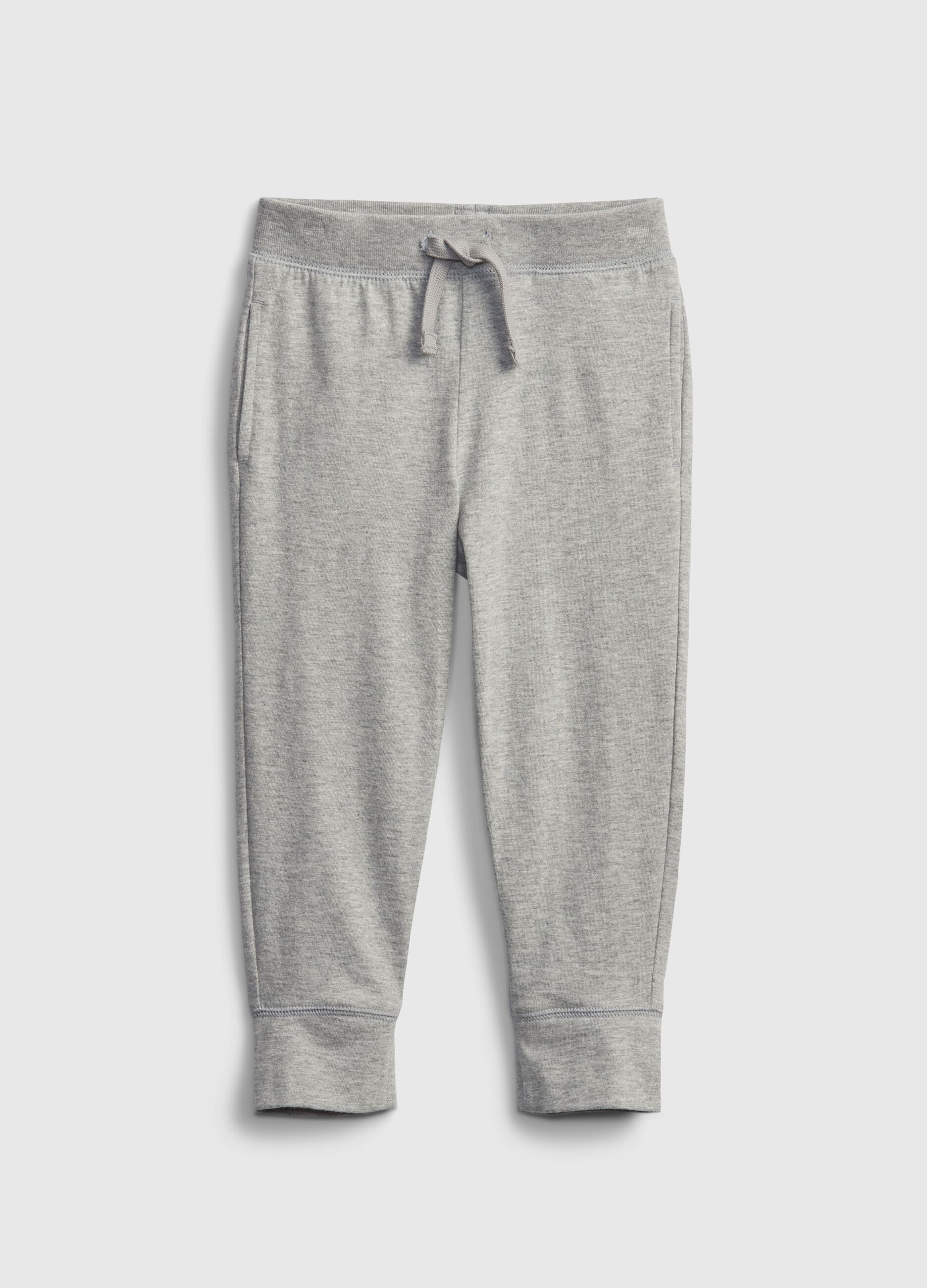 Fleece joggers with drawstring and logo patch