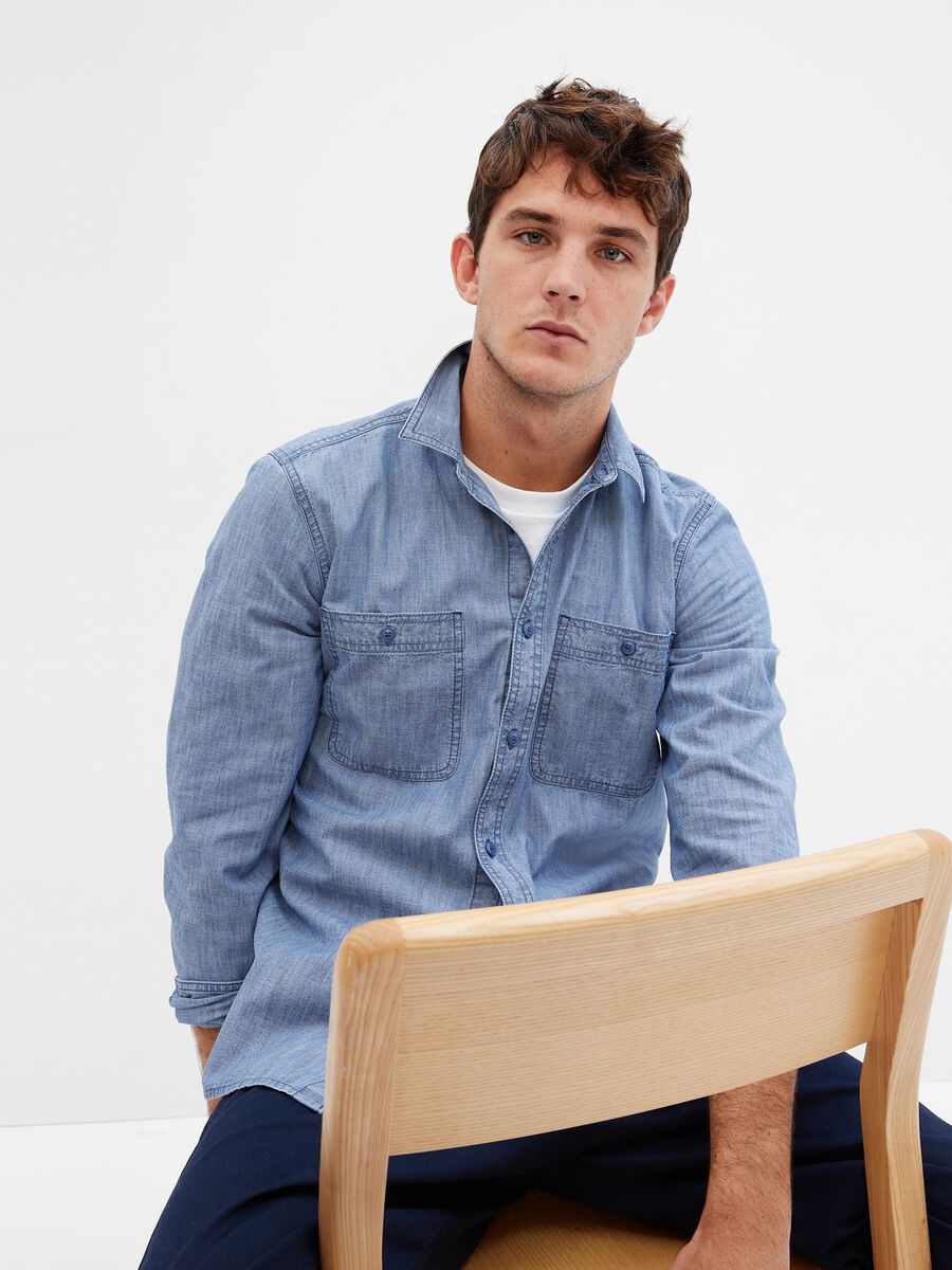 Regular-fit shirt in chambray cotton_0
