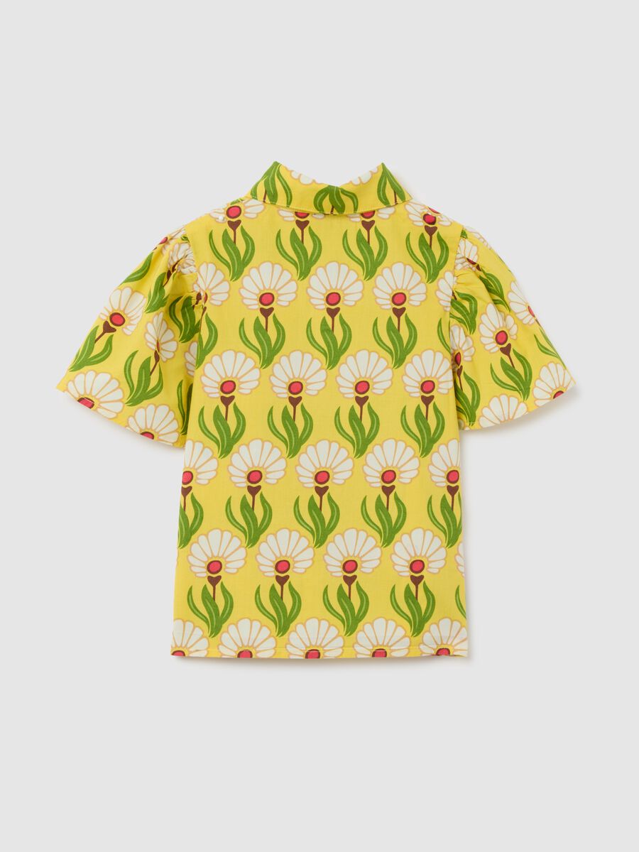 Girls' multicolour pure cotton regular fit shirt with floral print_1