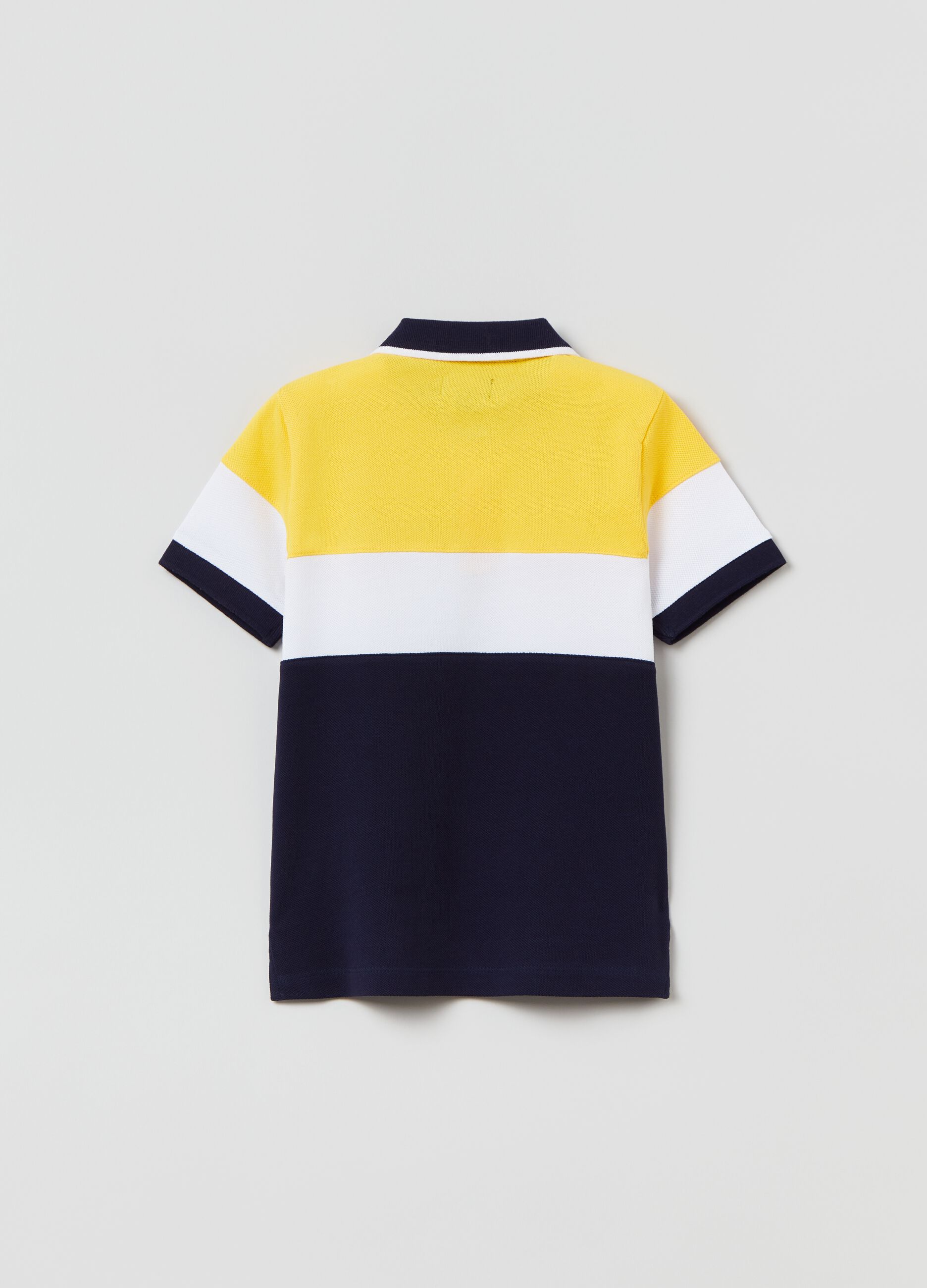 Colourblock piquet polo shirt with embroidery