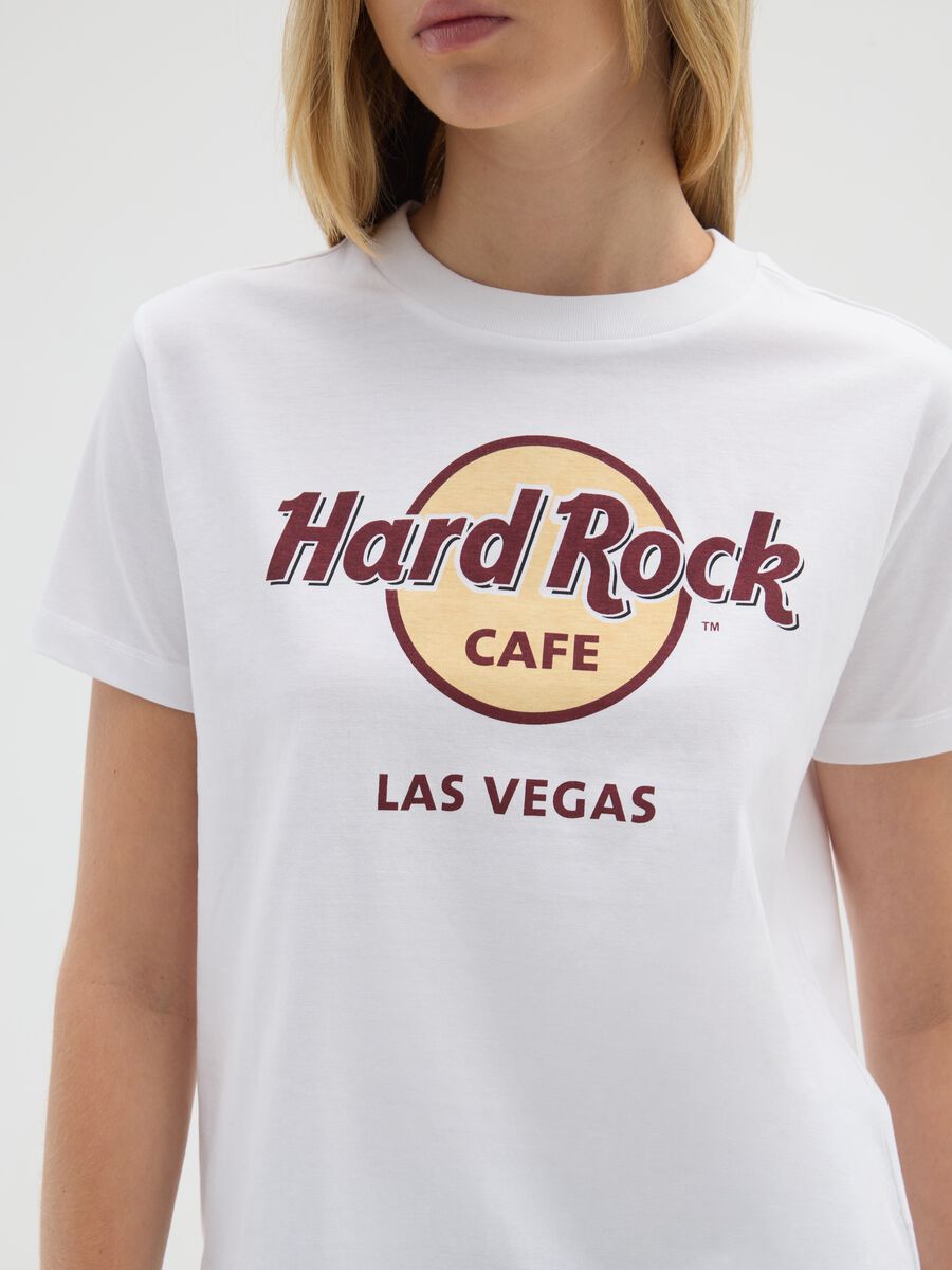 T-shirt bianca in puro cotone con stampa Hard Rock Cafe_3