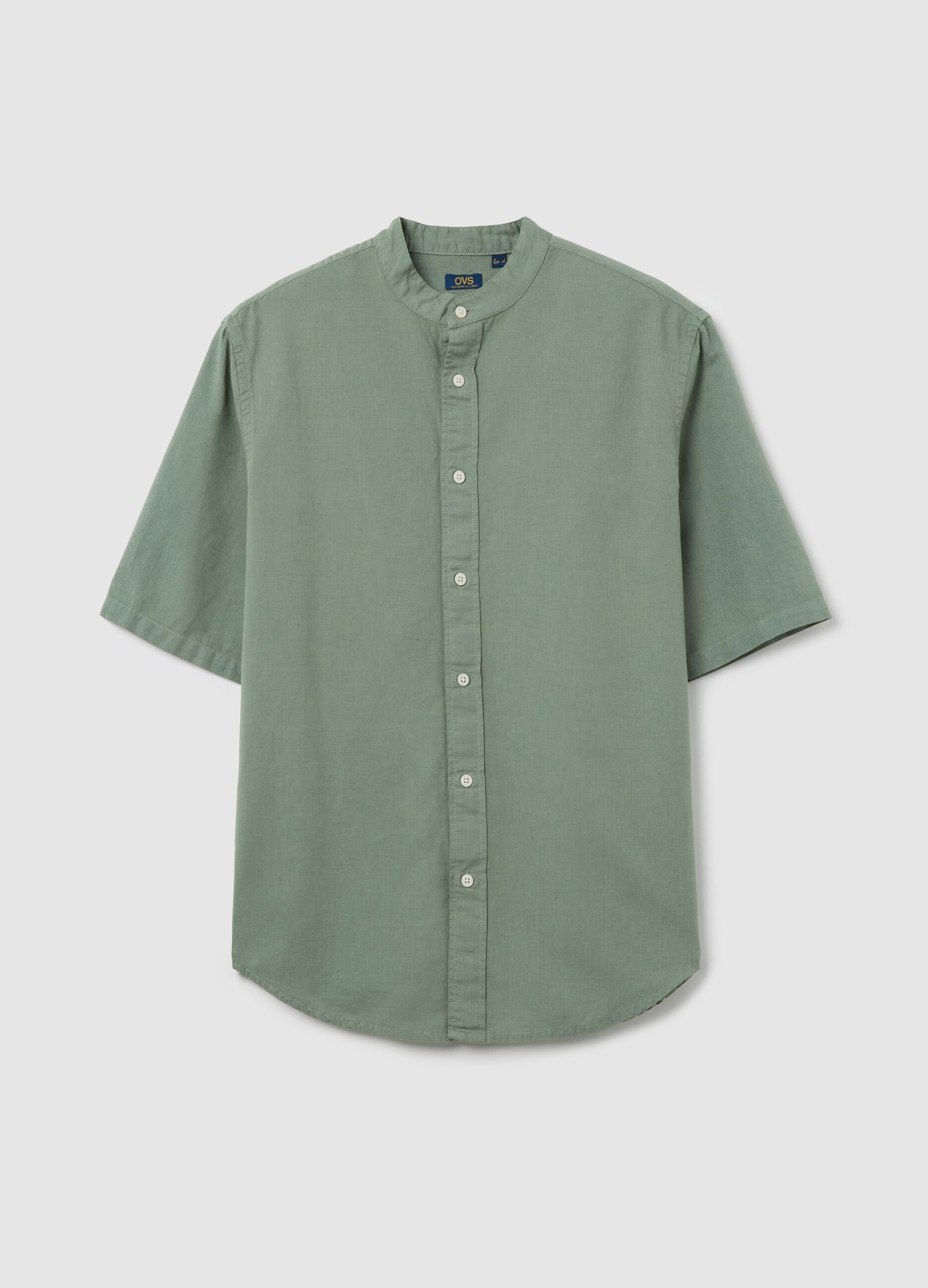 Green cotton and linen shirt by Ovs