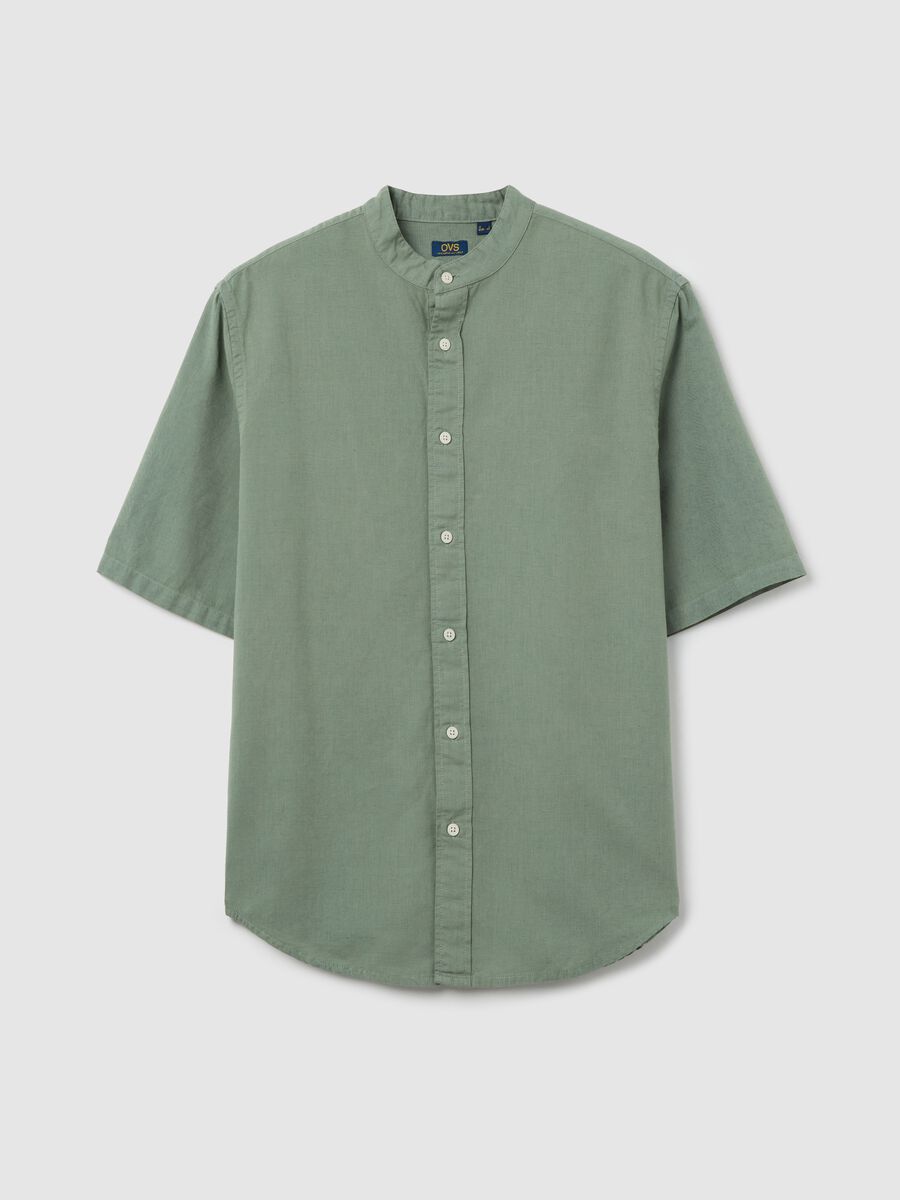 Green cotton and linen shirt by Ovs_4