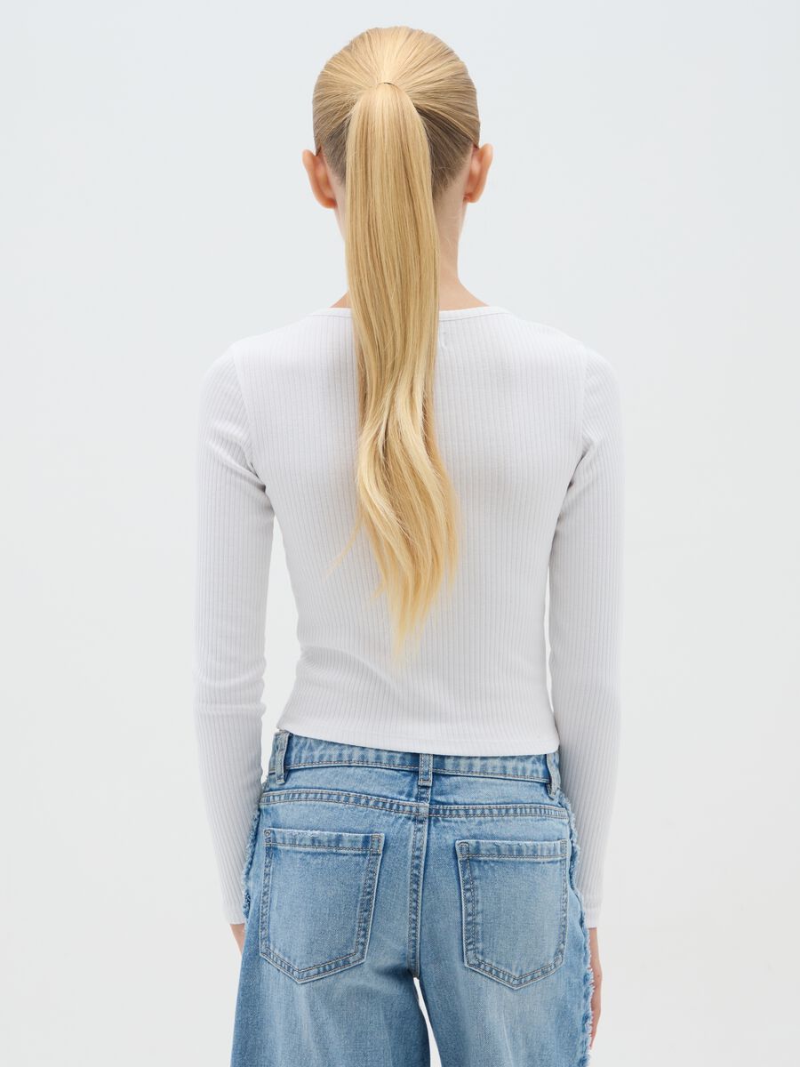 Girls' stretch cotton white regular fit top_1