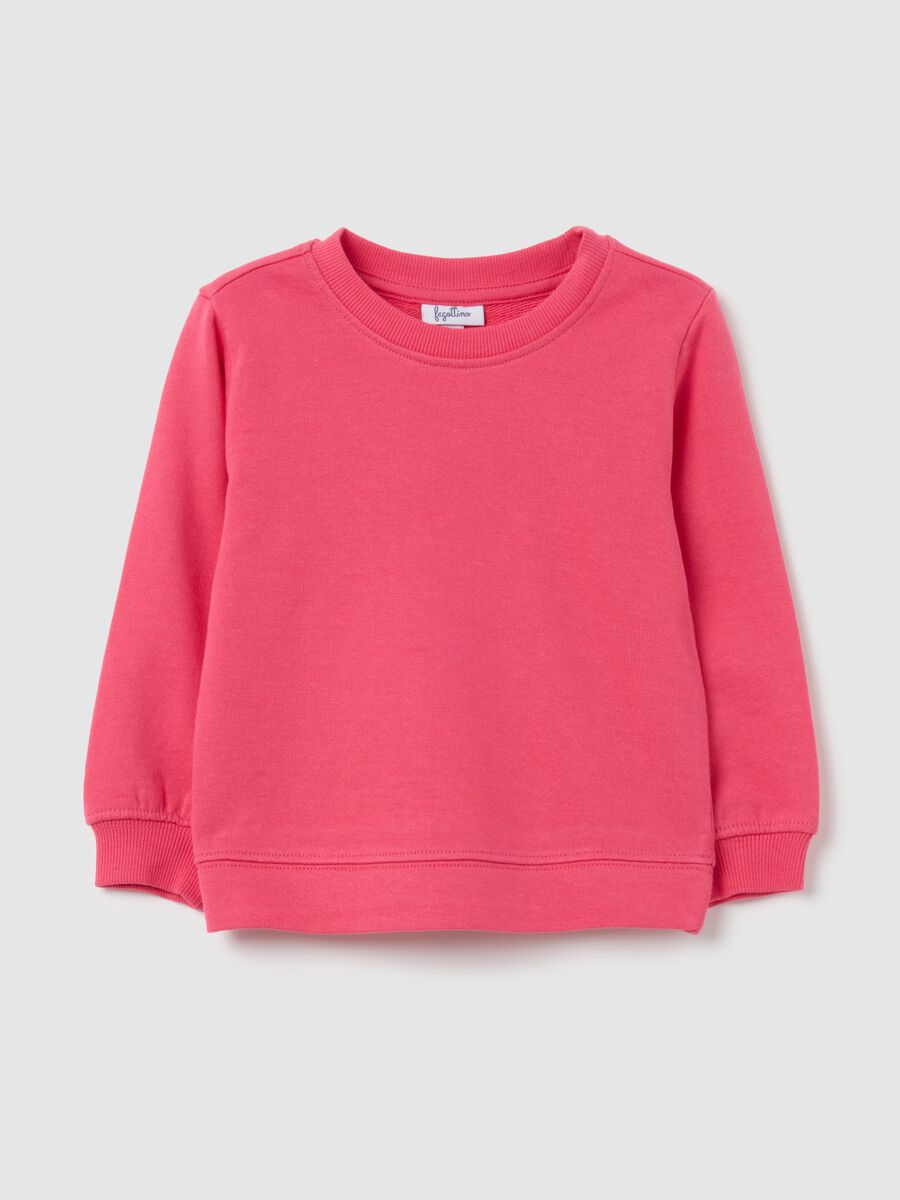 Girls' pink pure cotton sweatshirt regular fit_0