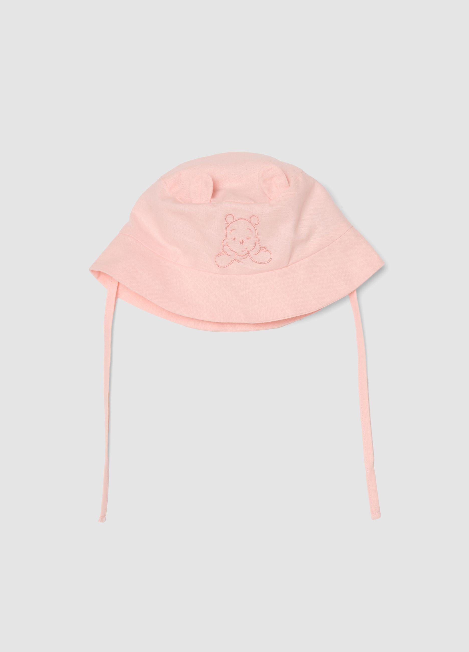 Pink organic cotton embroidered hat