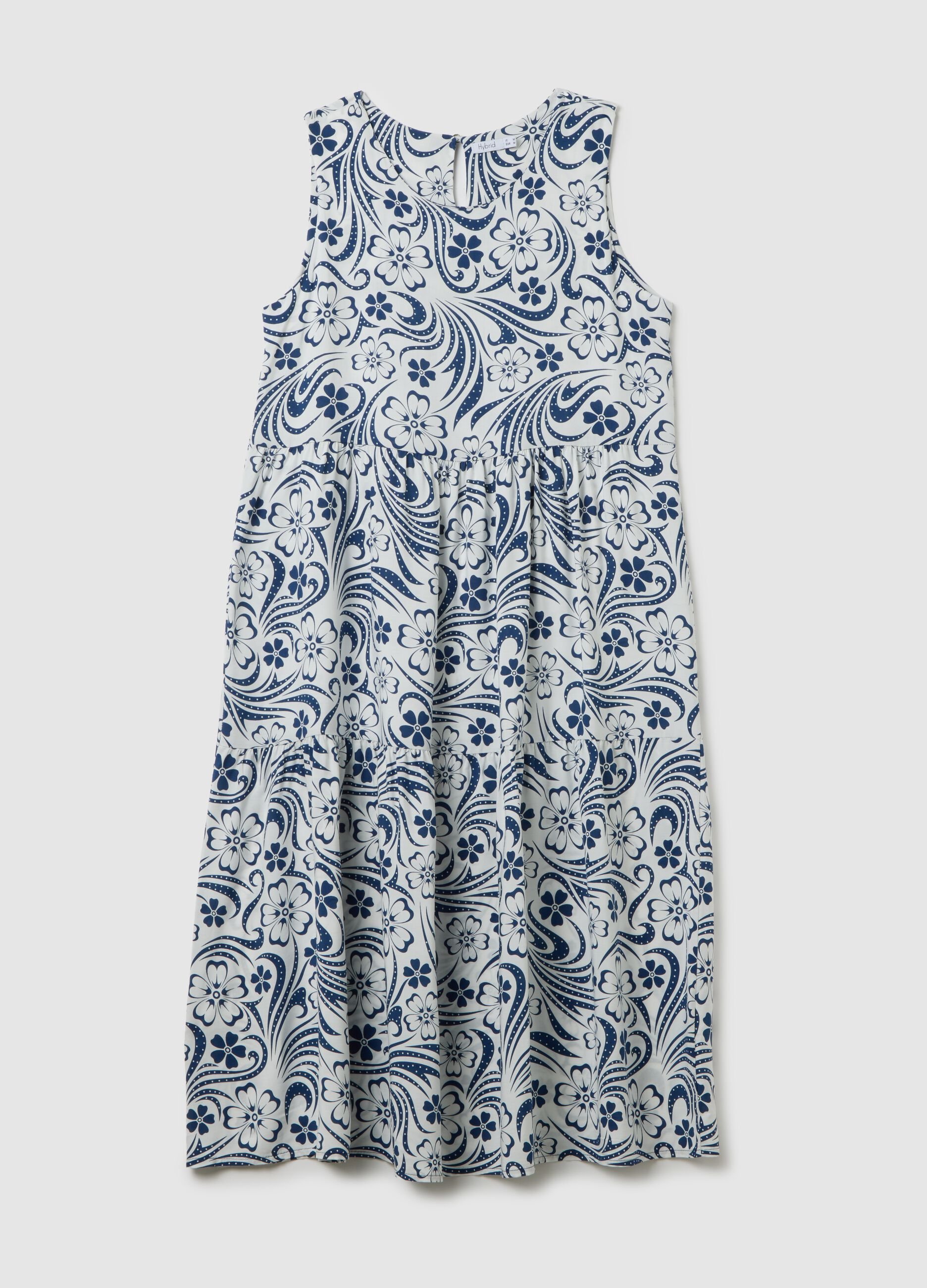 Women's long dress in pure multicolour viscose regular fit