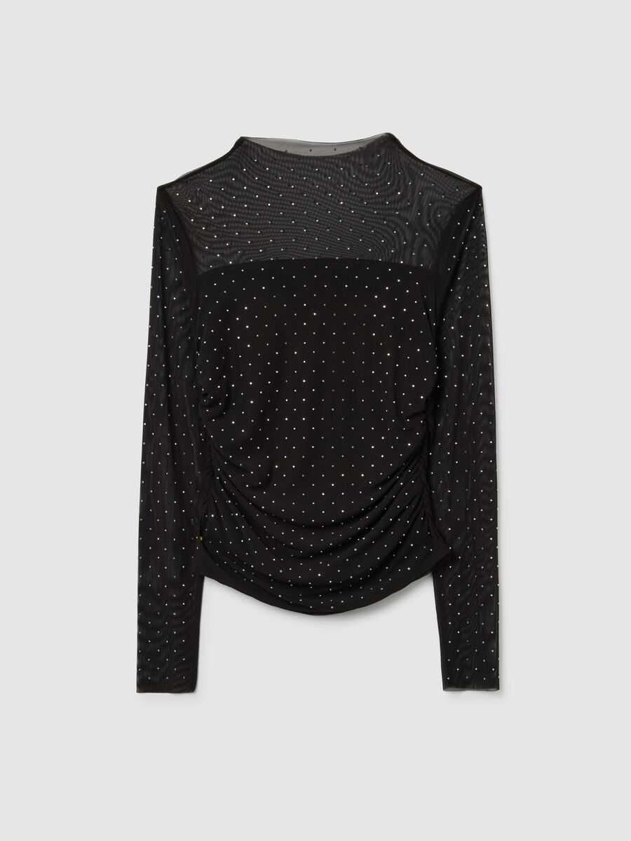 Maglia nera regular fit con pois_4
