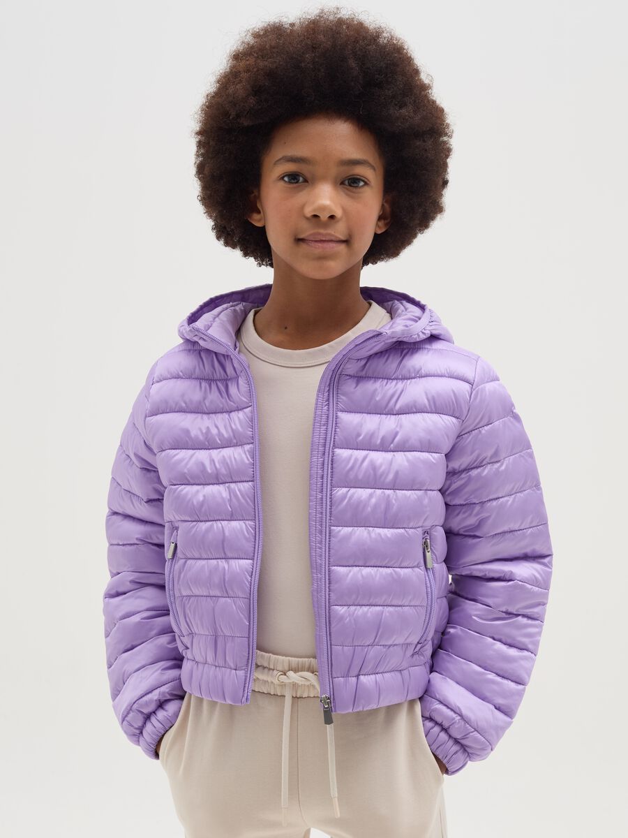 Ultralight crop down jacket with hood_0