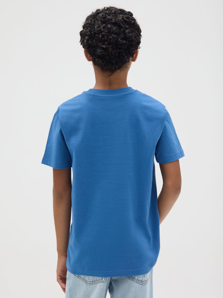 Boys' Pure Cotton Blue Regular Fit T-shirt with Print_1