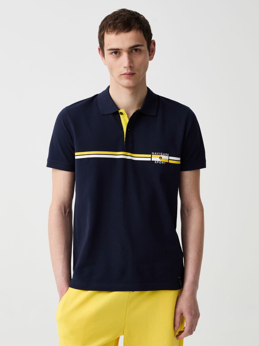 Navigare Sport polo shirt with detail and stripes_0