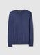 Blue cotton-blend crew neck sweater, regular fit_4