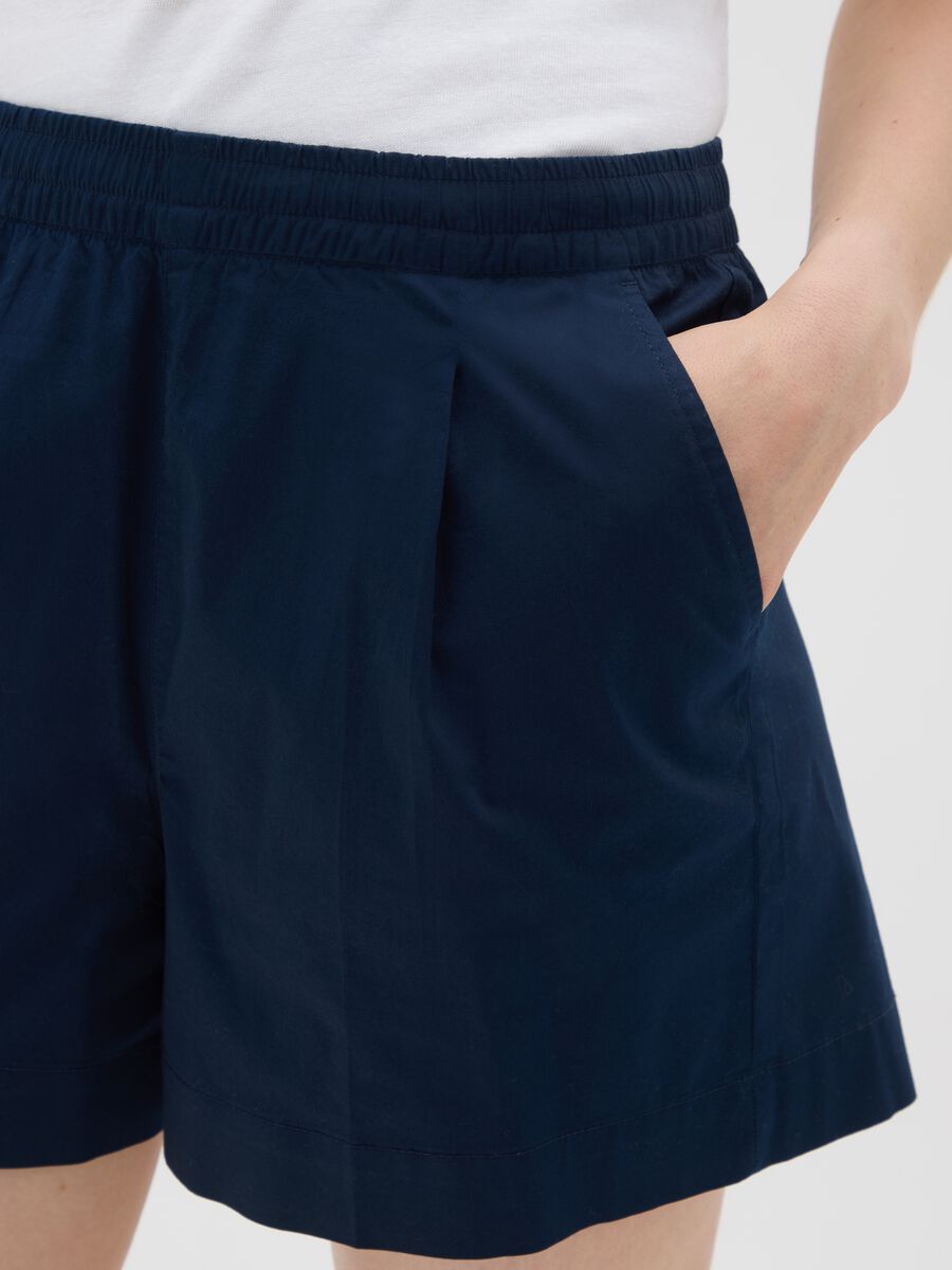 Women's Stretch Cotton Blue Regular Fit Shorts_3