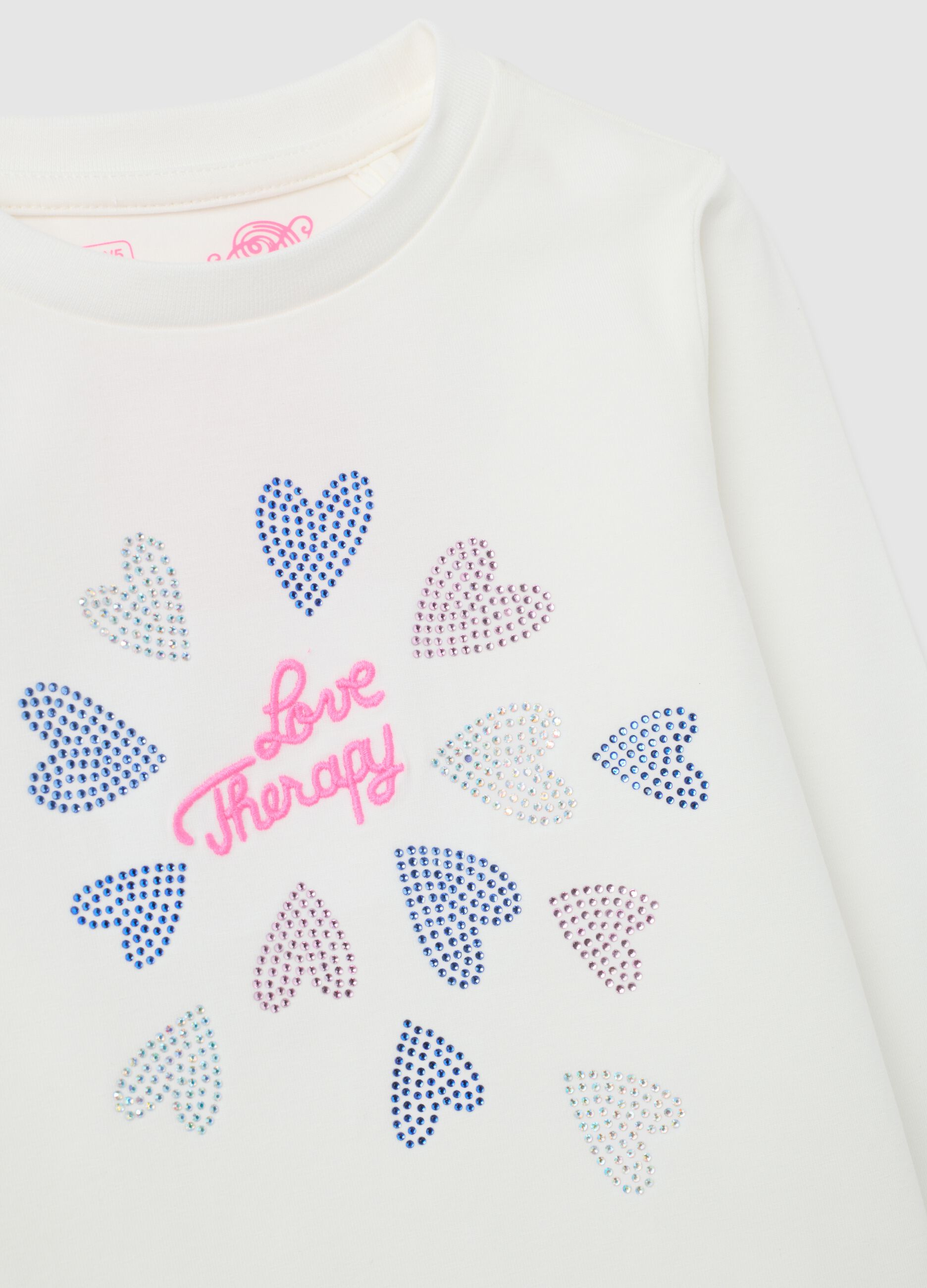 Girls' white stretch cotton T-shirt regular fit