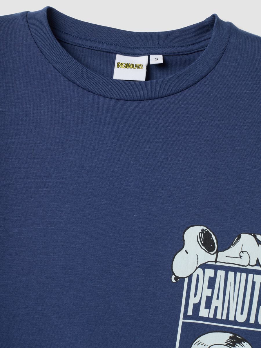 Blue organic cotton crew-neck Peanuts print pyjama top_1