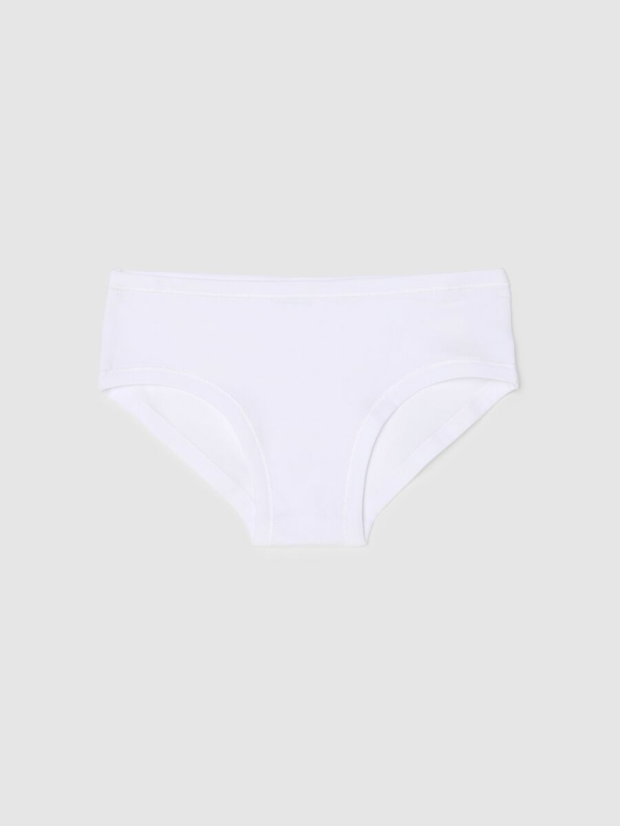 Girl's white cotton stretch regular fit briefs_0