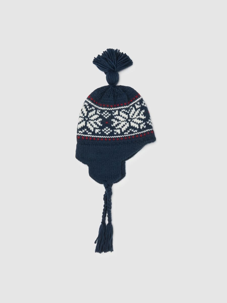 Multicolour hat with pom-pom and ear flaps_1