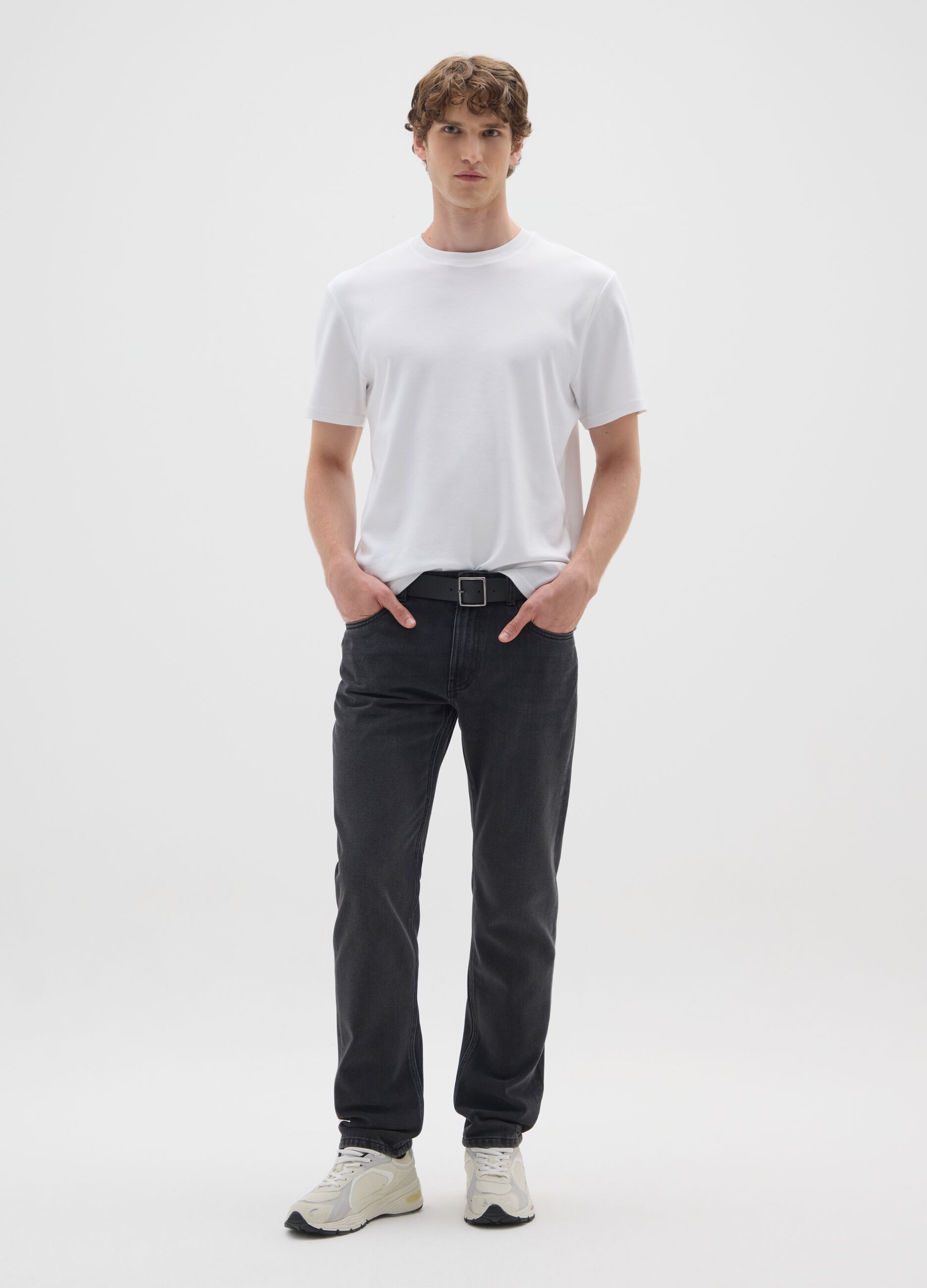 Regular fit black denim jeans