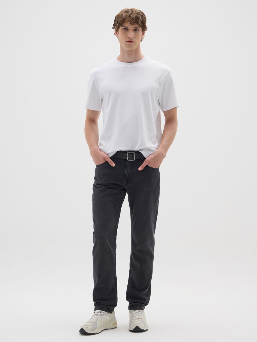 Regular fit black denim jeans_0