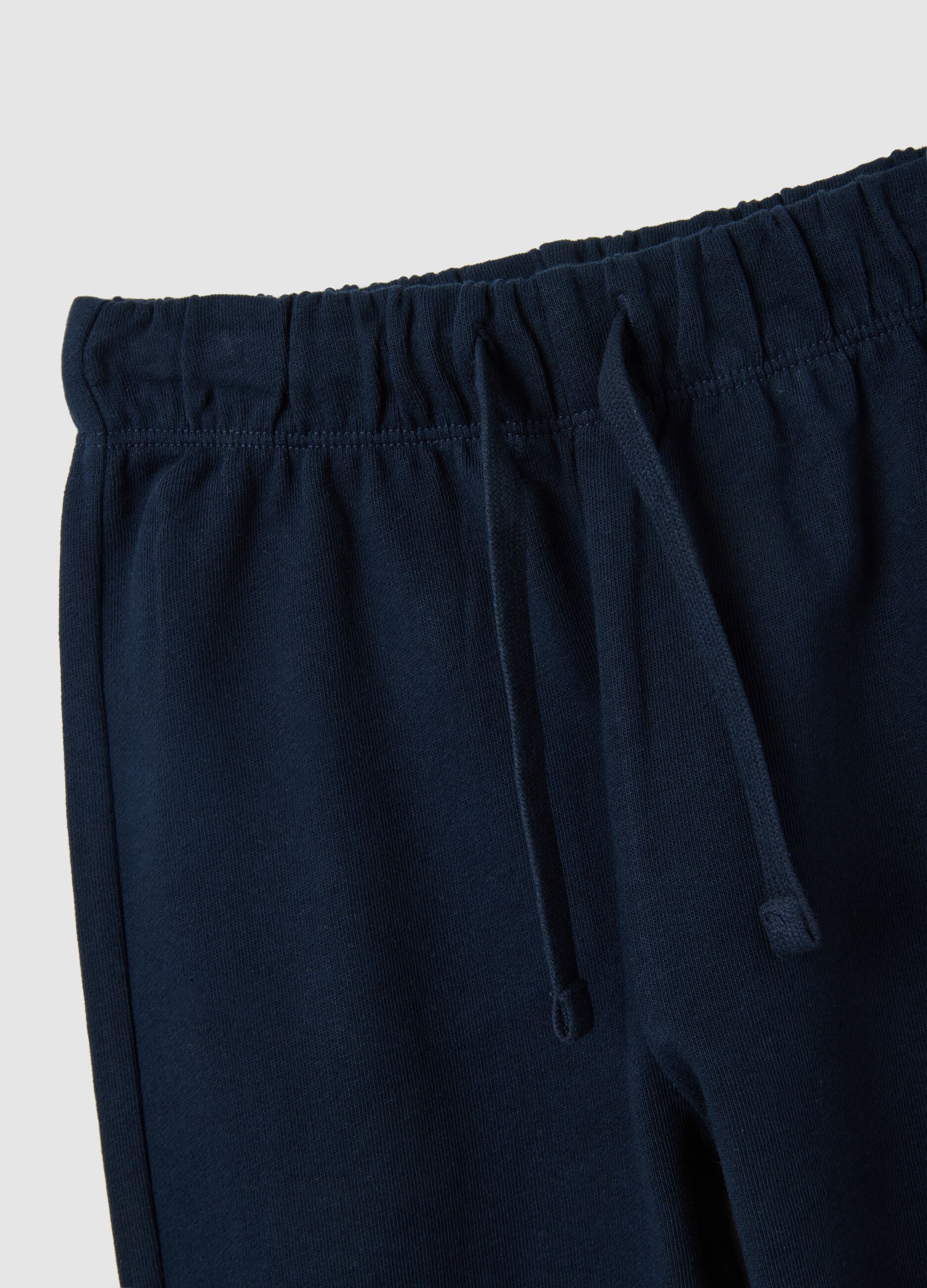 Children's blue regular fit cotton jogger trousers