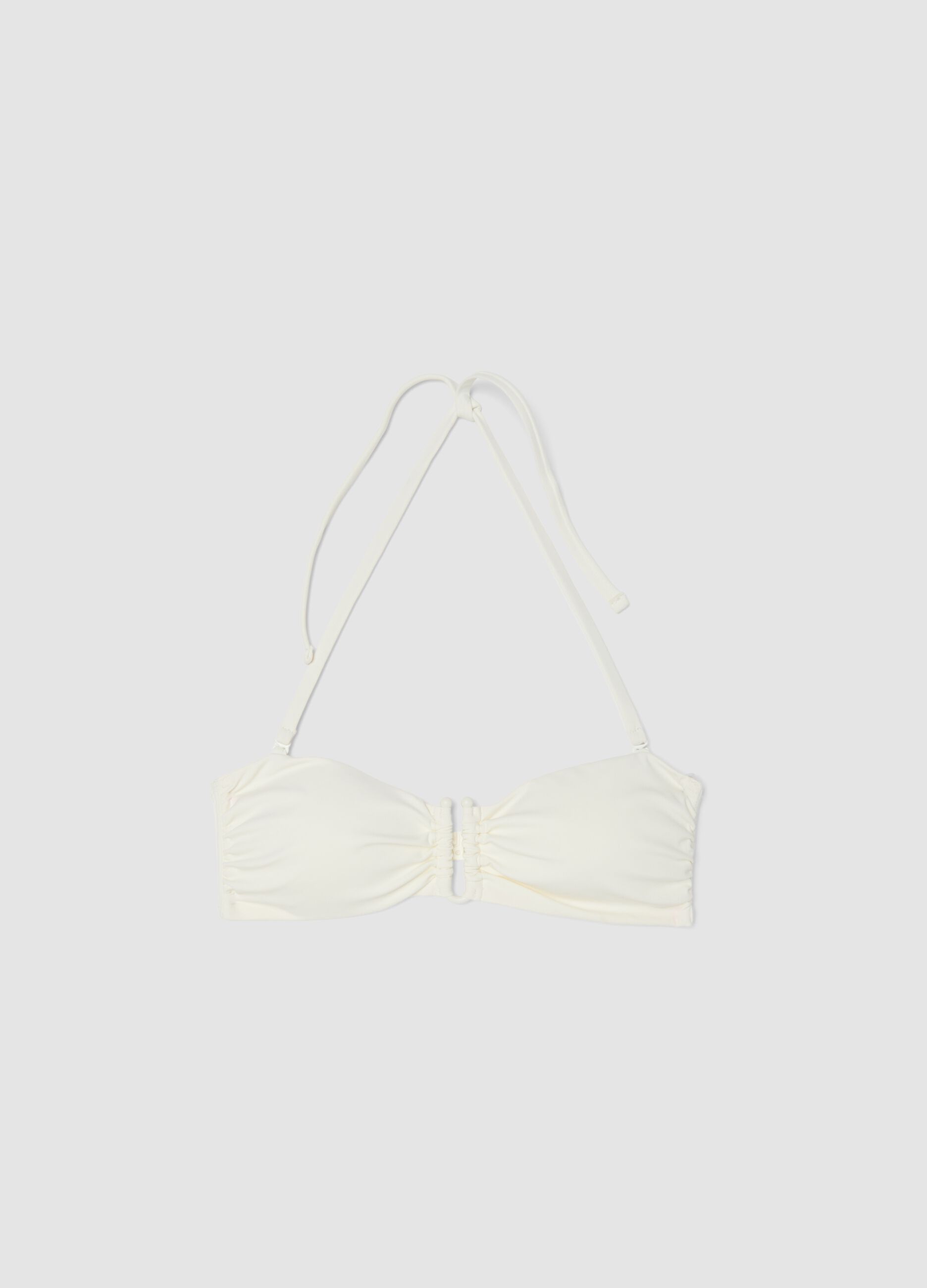 White bandeau bikini top in stretch fabric