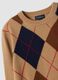 Beige pure wool jumper with jacquard crew neck_4
