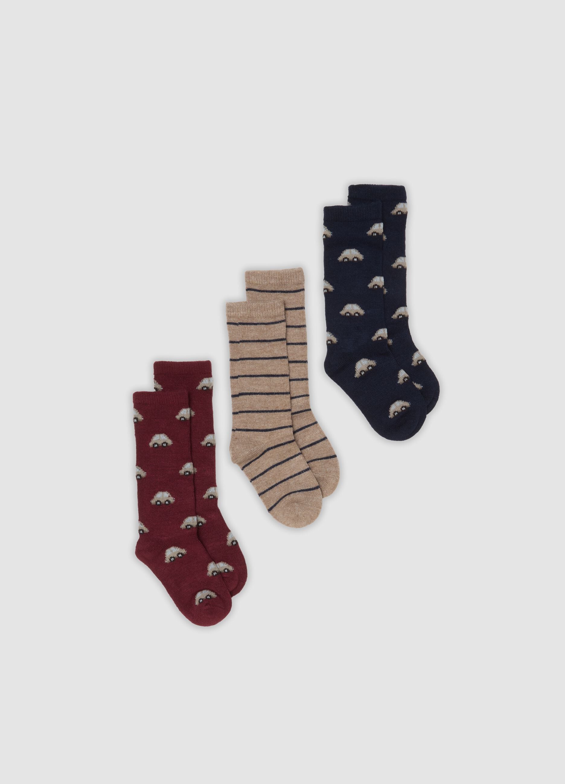 3-Pack of Multicolour Long Socks in Stretch Fabric