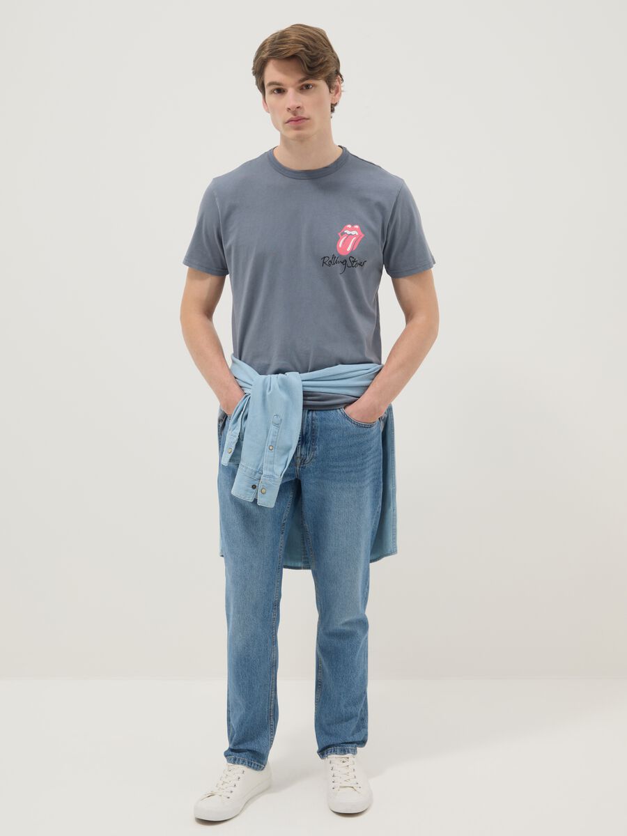 Grey regular fit pure cotton T-shirt with Rolling Stones print_2