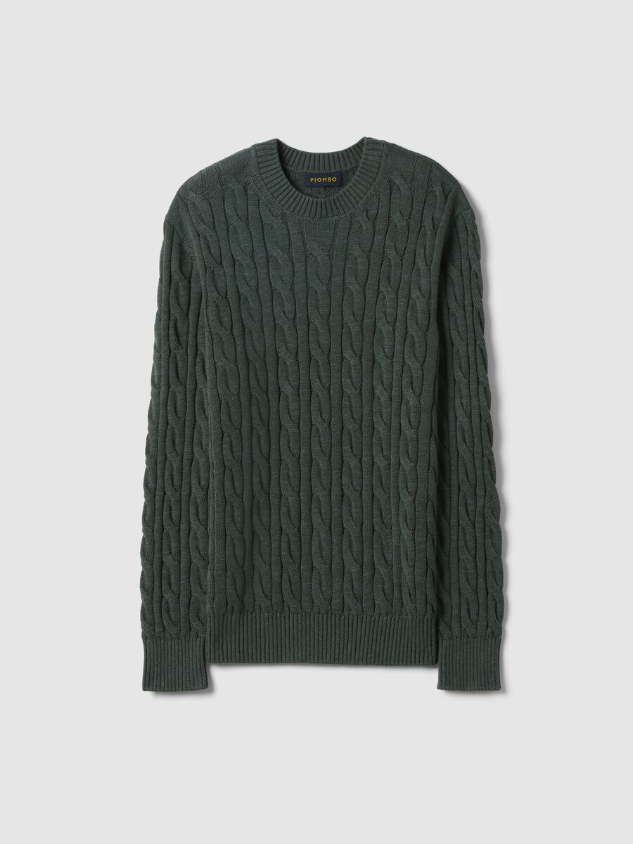 Green pure cotton regular fit jumper with woven design_4