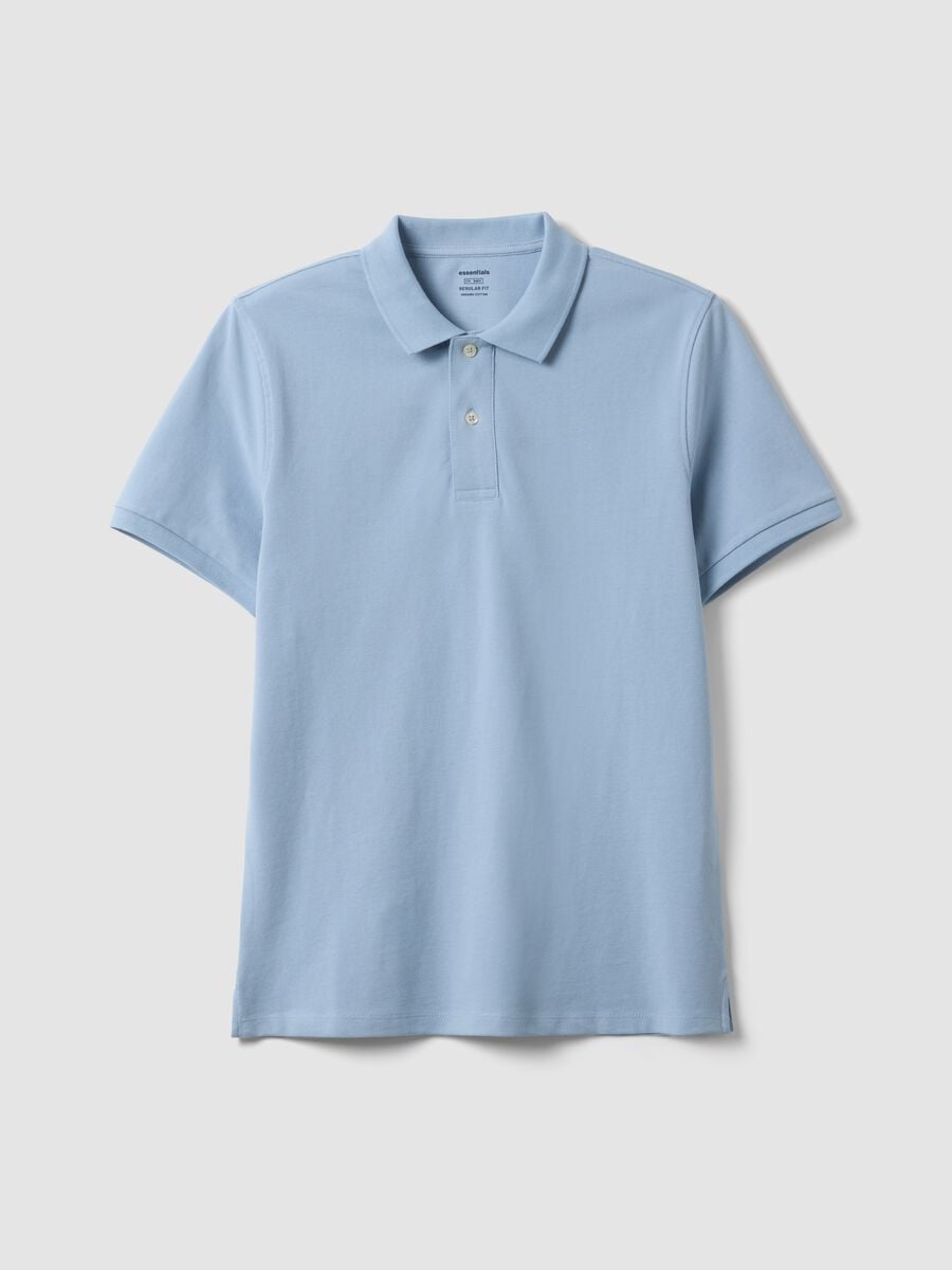 Light blue short-sleeve polo in pure organic cotton, regular fit_4