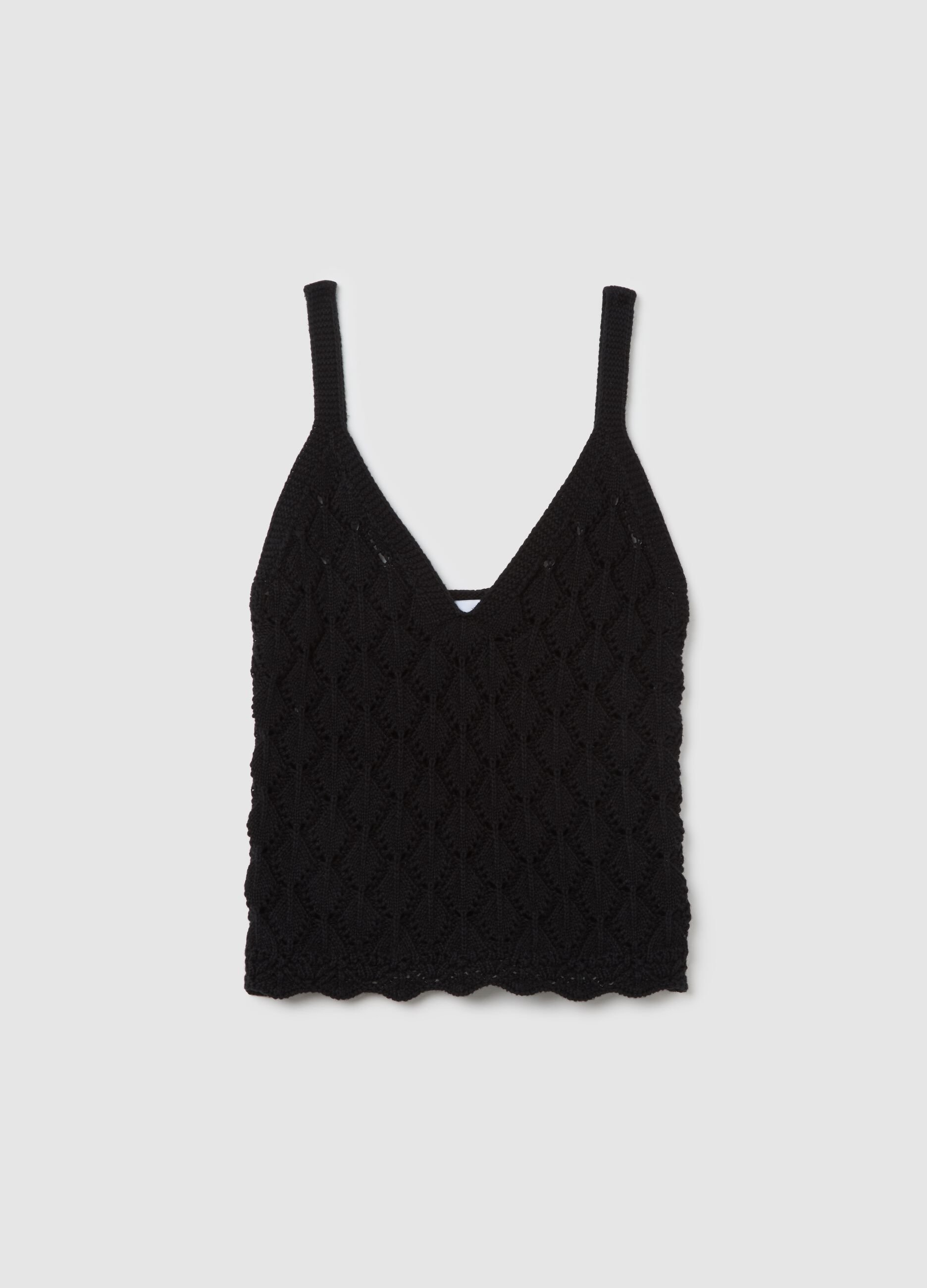 Black knitted vest in pure cotton