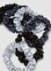 SINCERELY HAIR Small Satin Scrunchies (6 pcs) Black & Grey_2