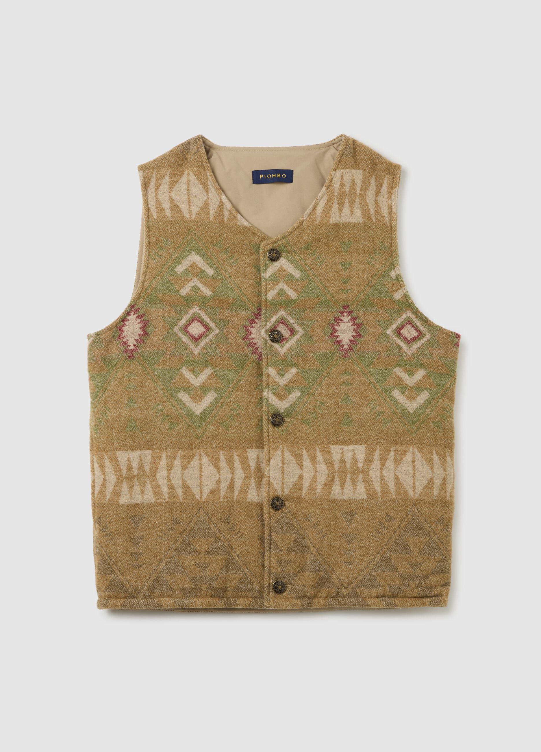 Multicolour wool blend waistcoat with buttons