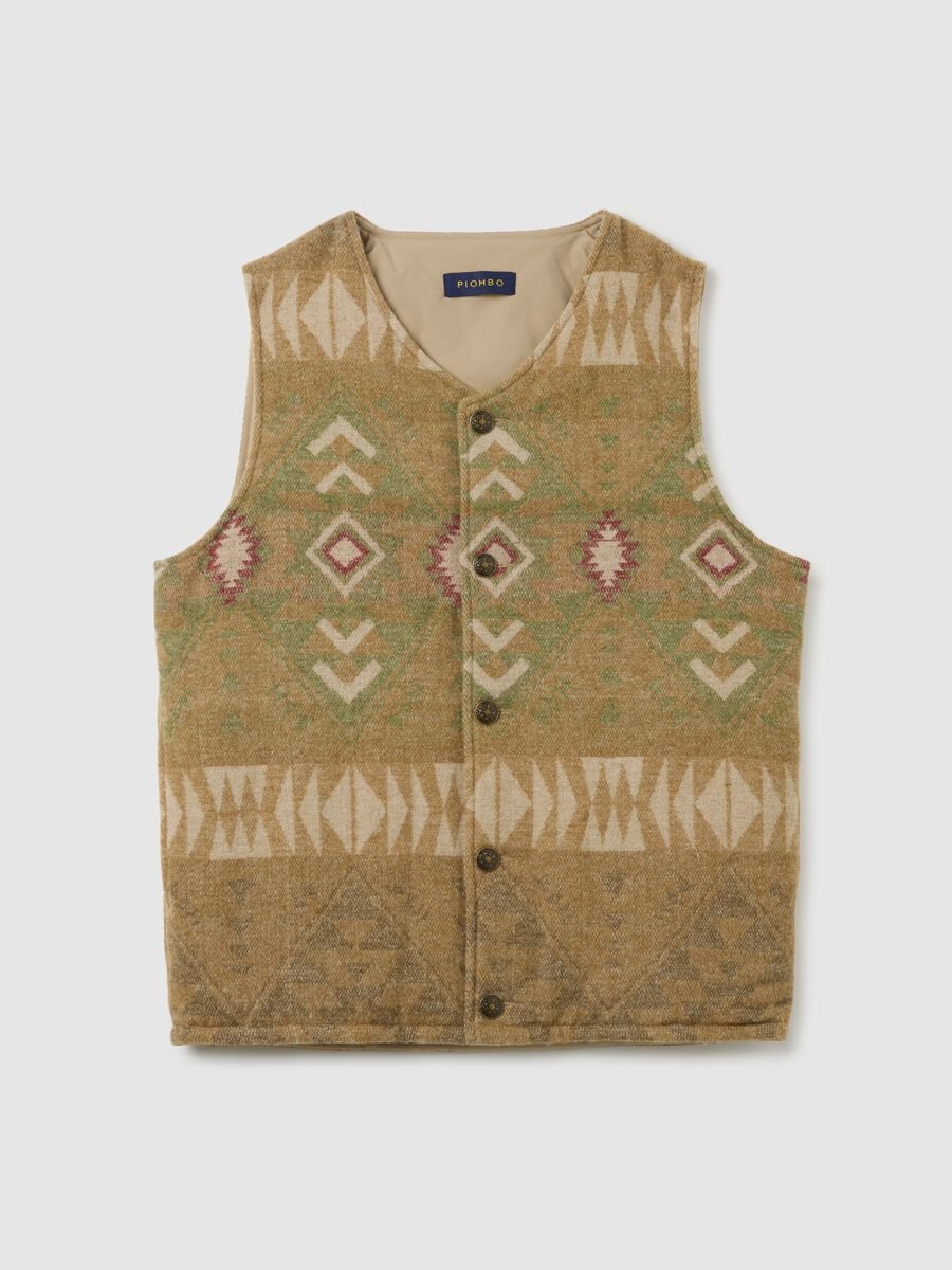 Gilet in misto lana multicolor con bottoni_0