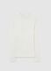 White sporty sweatshirt with high neck and half zip fitted_0