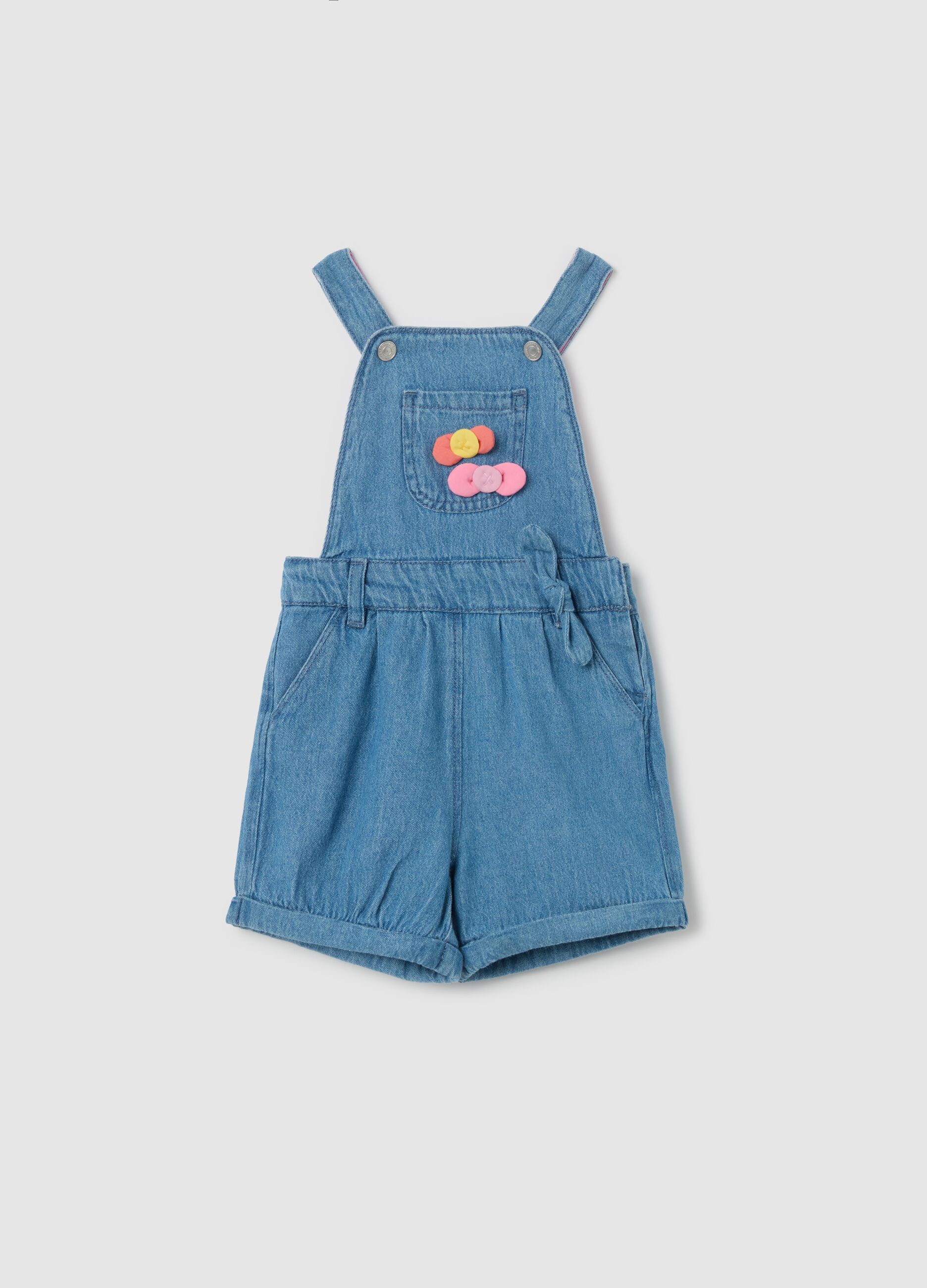 Denim dungarees with bows application