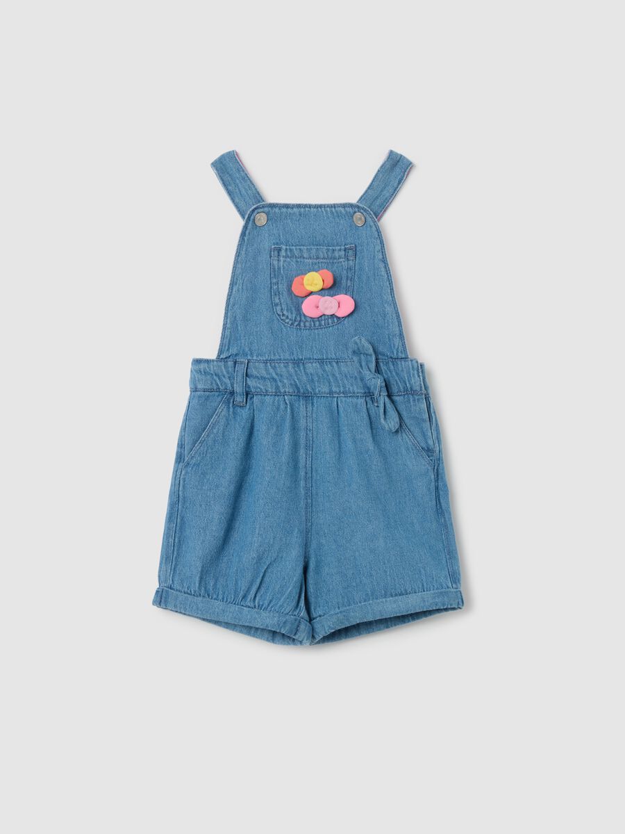Denim dungarees with bows application_0