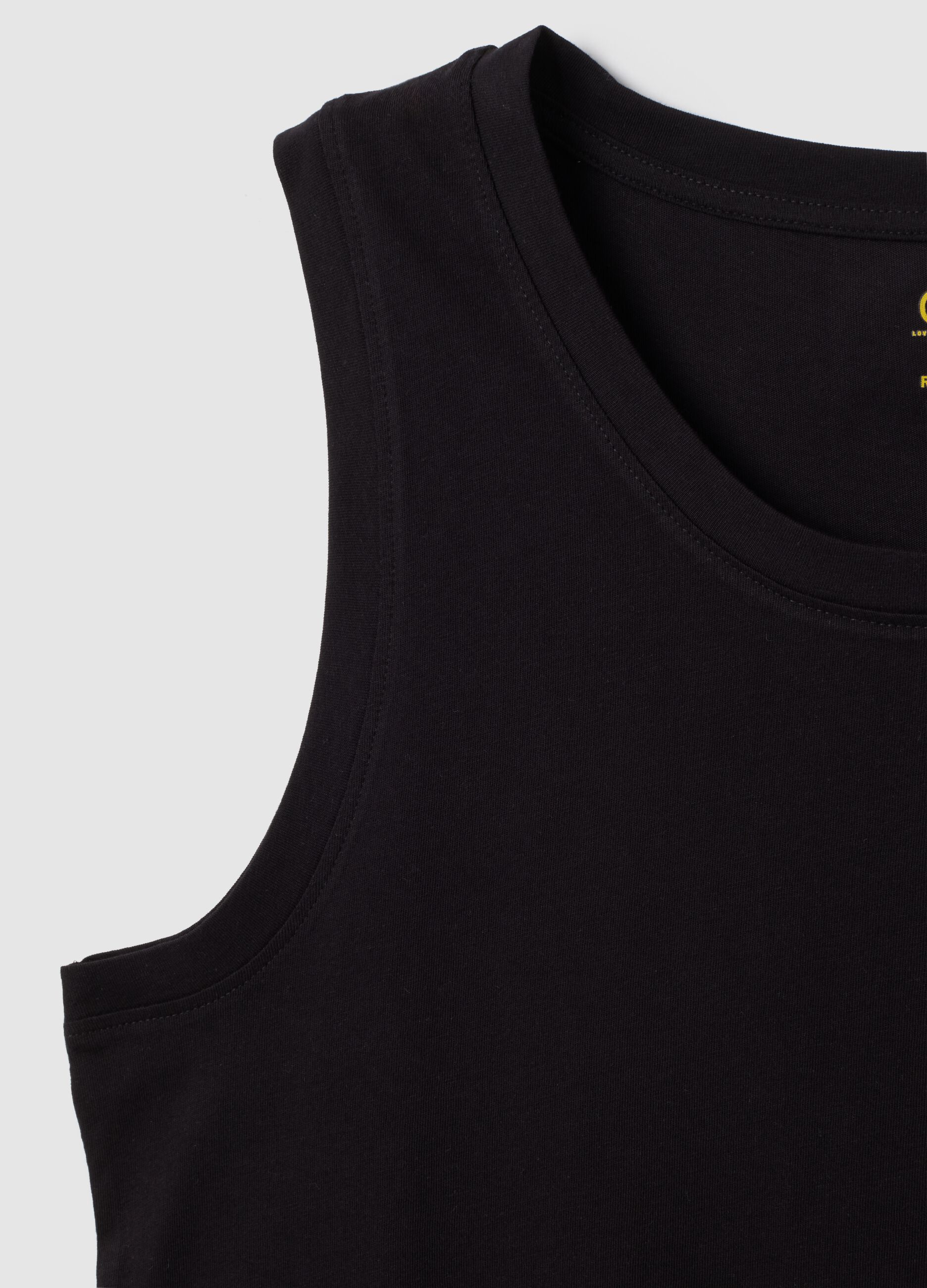 Men's basic black cotton vest regular fit