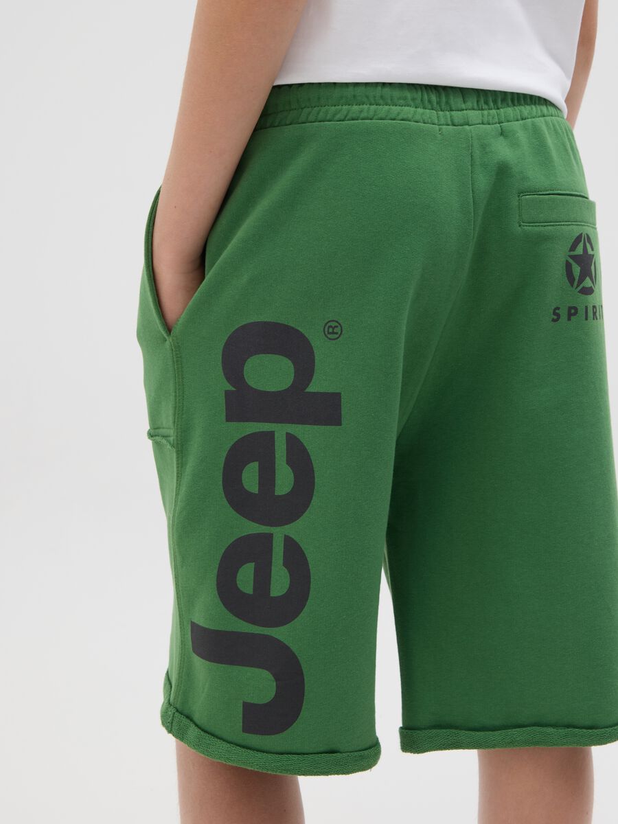Children's green pure cotton shorts with pockets_3