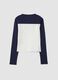 T-shirt bianca e blu in cotone elasticizzato con stampa frontale_2