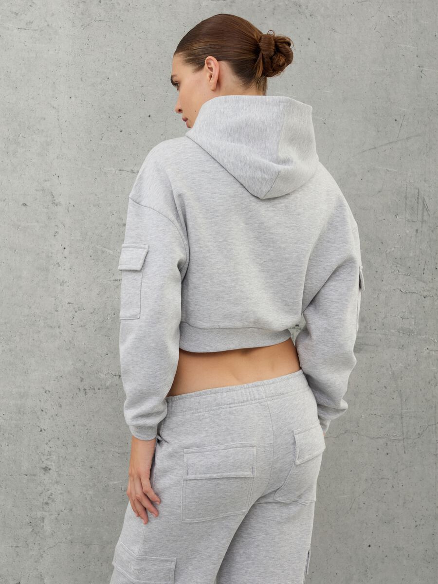 Crop Cargo Hoodie Grey Mélange_2