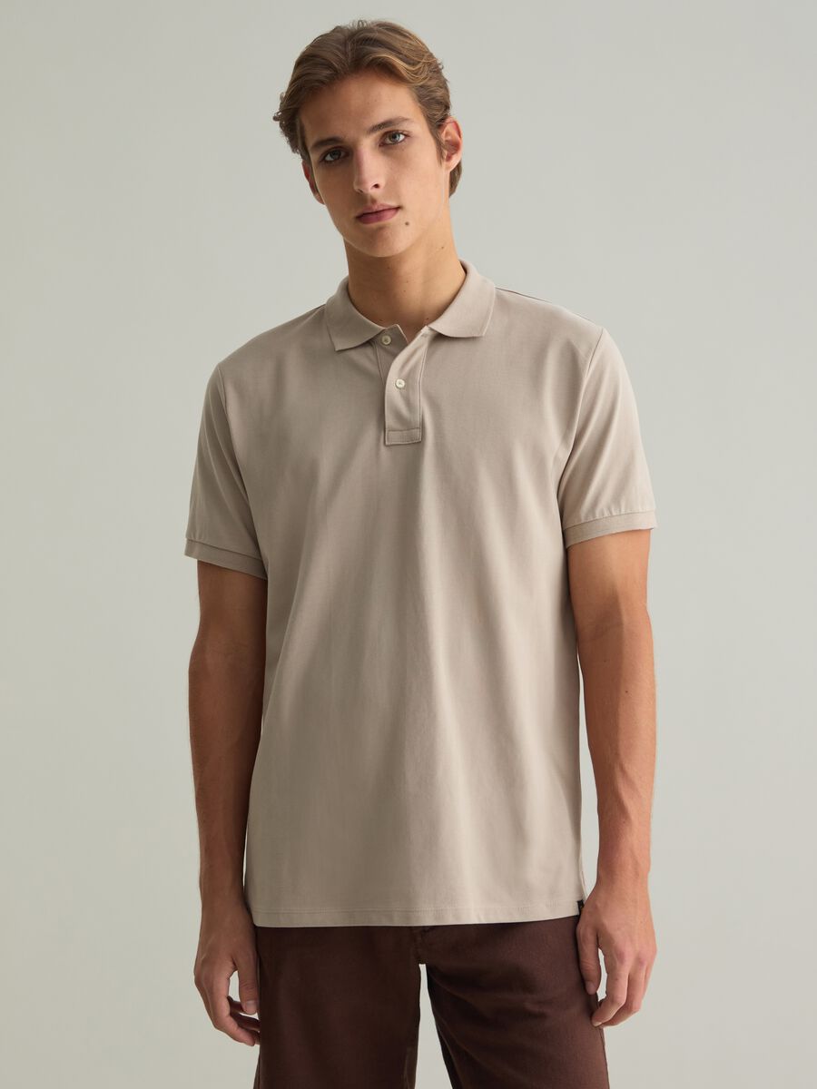 Polo da uomo in puro cotone Supima beige regular fit_0