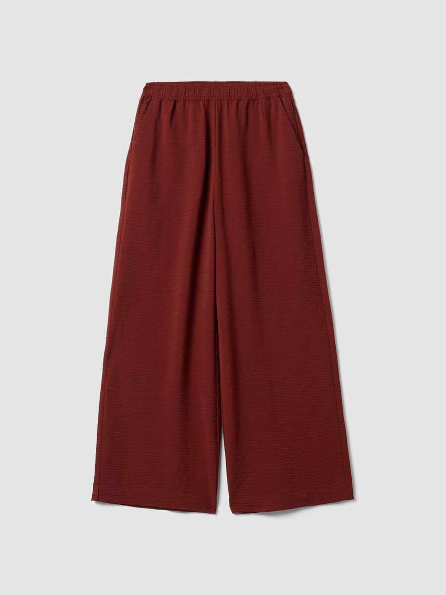 Red wide-leg trousers with elasticated waistband_4