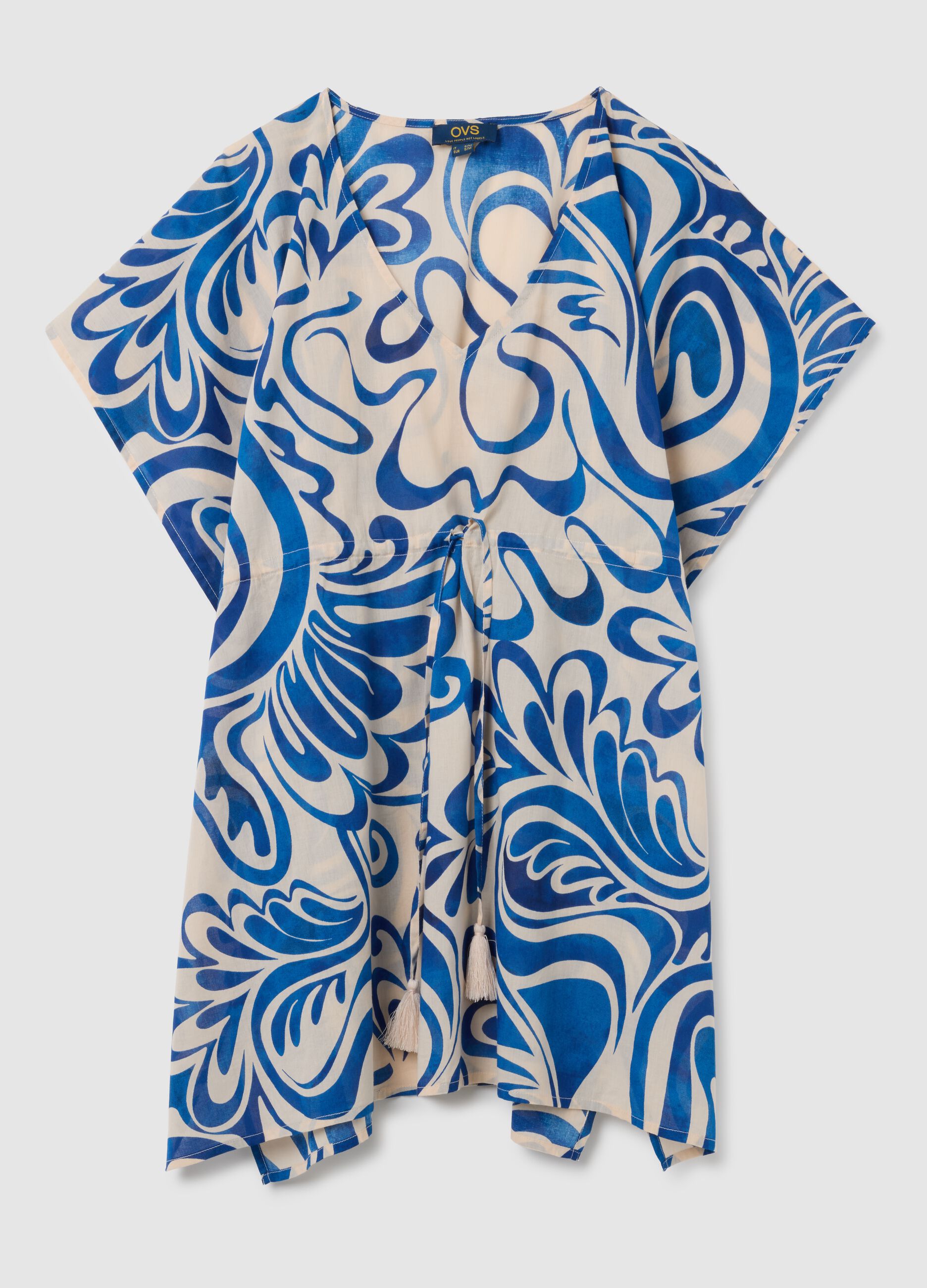 Women's multicolour short cotton kaftan dress