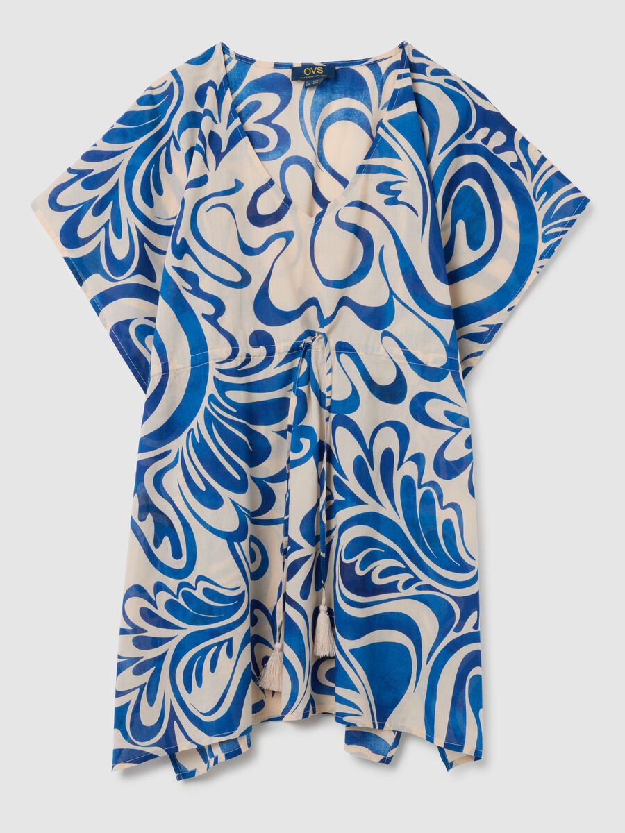Women's multicolour short cotton kaftan dress_4