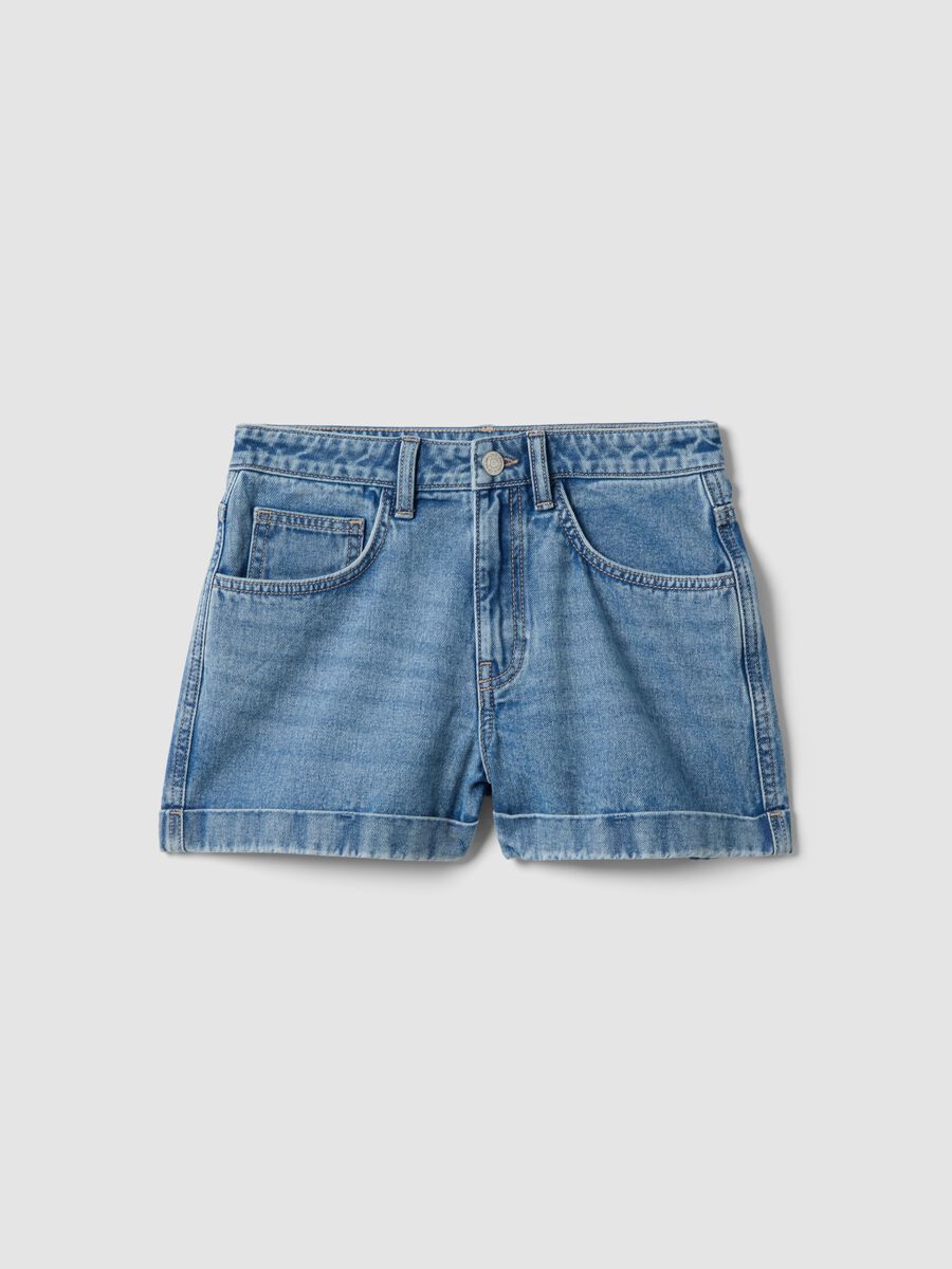 Shorts denim blu in puro cotone da ragazza regular fit_3