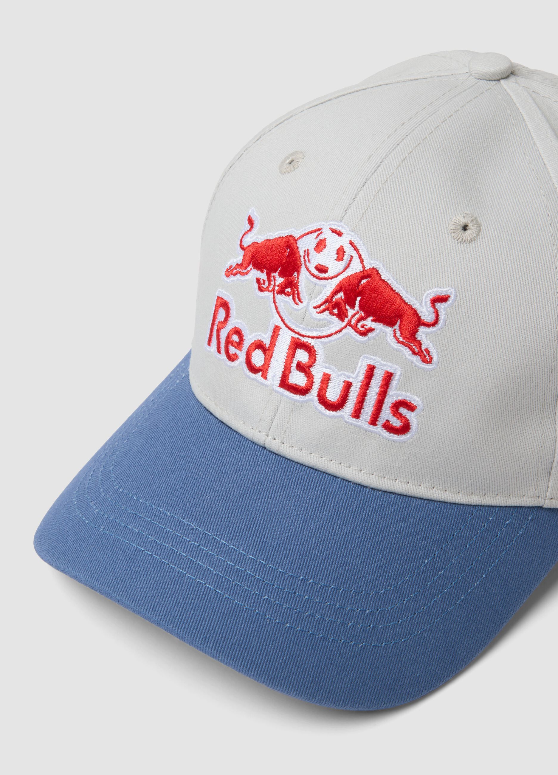 White pure cotton baseball cap with New York Red Bulls embroidery