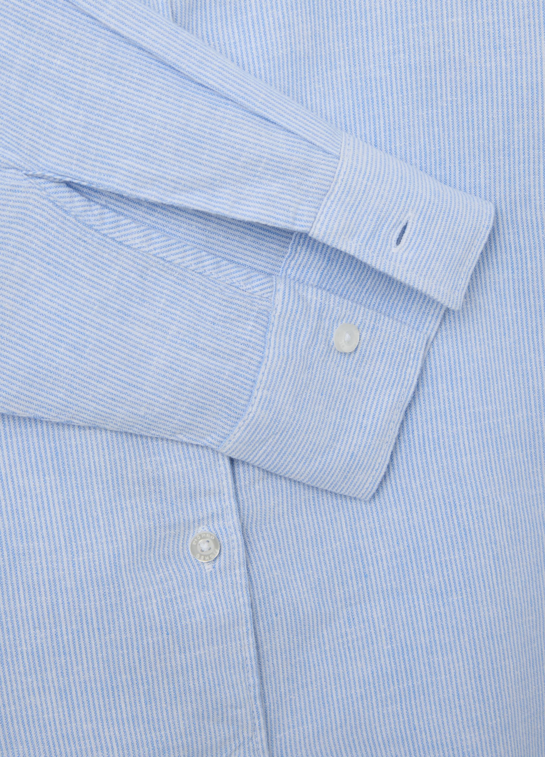 Piombo light blue regular shirt in linen and viscose